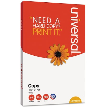 Copy Paper- 92 Brightness- 20lb- 11 X 17- White, 2500PK